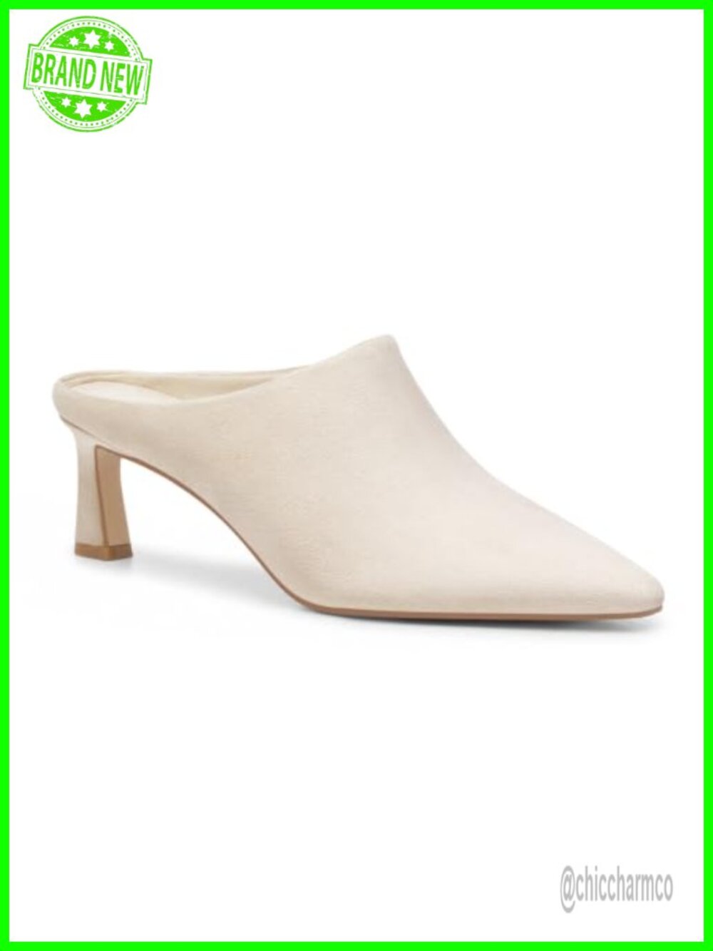 Kitten Heels Mules Closed Pointed Toe Slip On Suede Dress Shoes